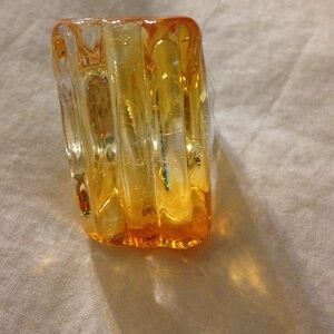 Yellow-Orange Glass Statement Ring - Elegant Amber Toned Jewelry